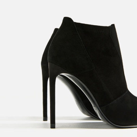 Zara Elasticated High Heel Ankle Leather Boots - Picture 4 of 5
